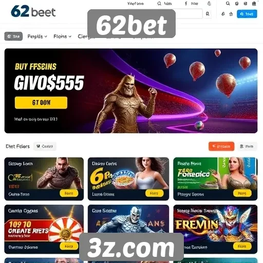 Ofertas promocionais disponíveis no site 62bet